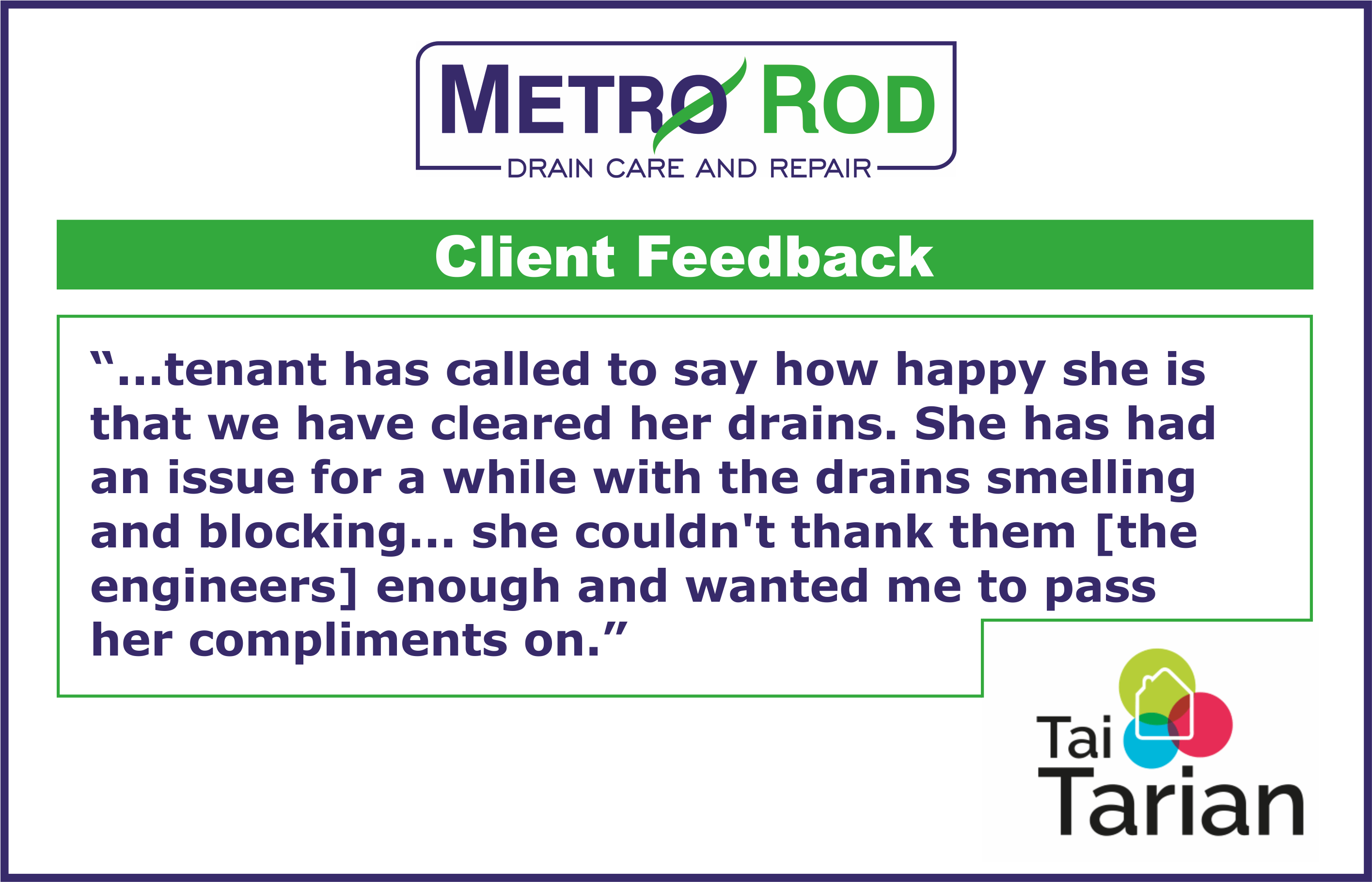 Couldn’t thank us enough – metro rod swansea