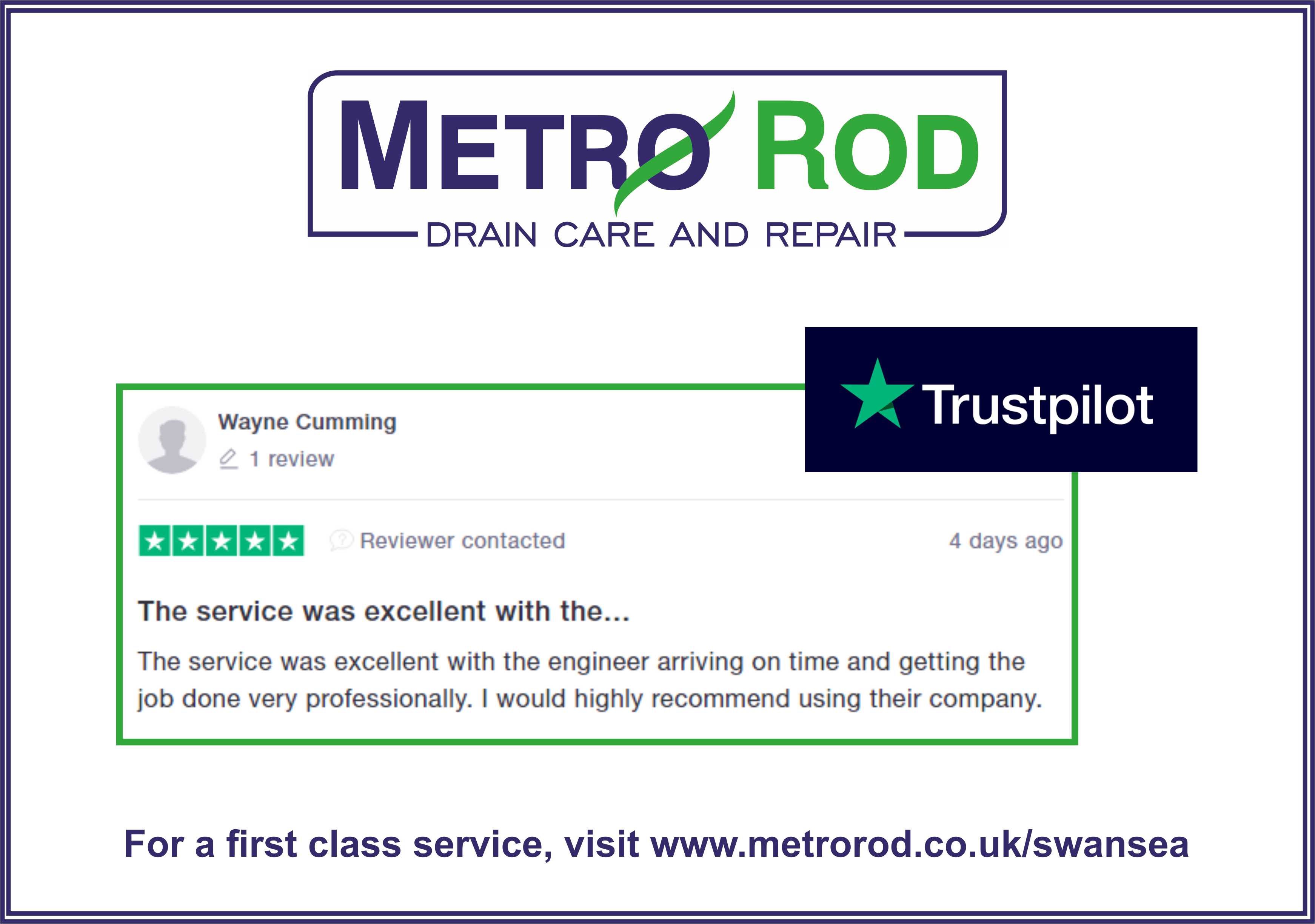 REVIEWS FLOODING IN FROM ALL ANGLES FOR METRO ROD SWANSEA