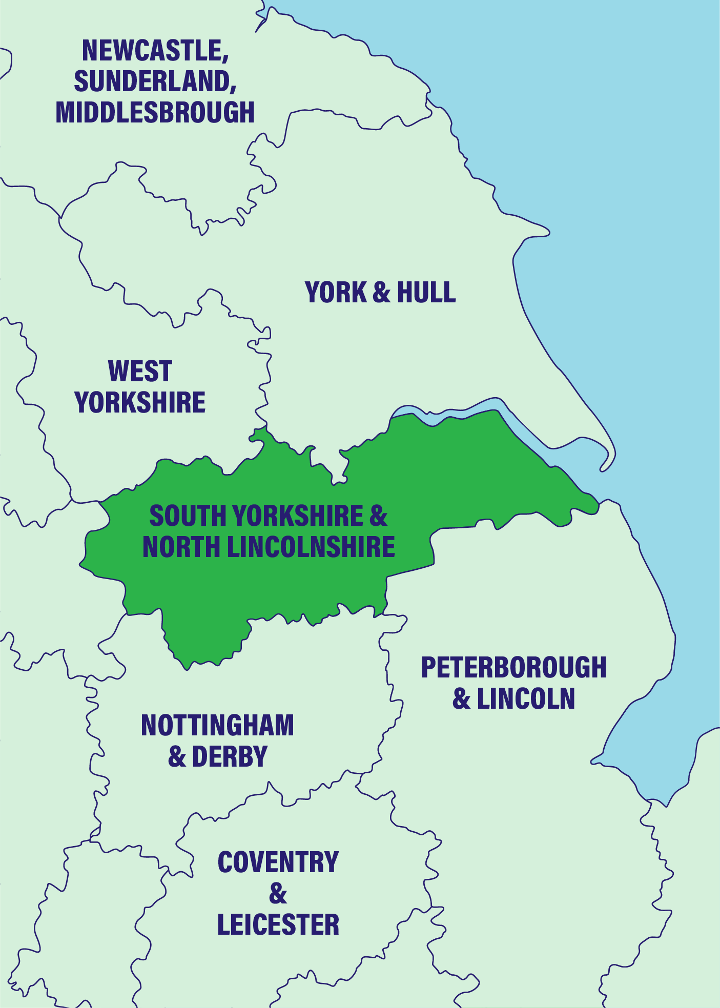 A map to show the Metro Rod South Yorkshire & North Lincolnshire coverage area