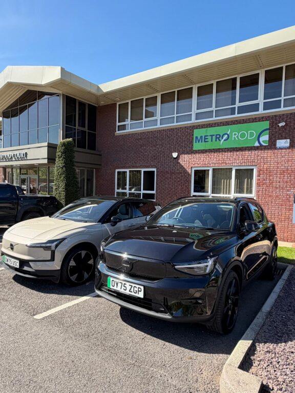 Electric Volvo in front of the Metro Rod Support Centre