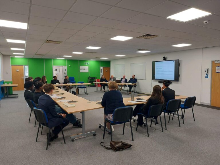 St Bede's pupils at Metro Rod training room