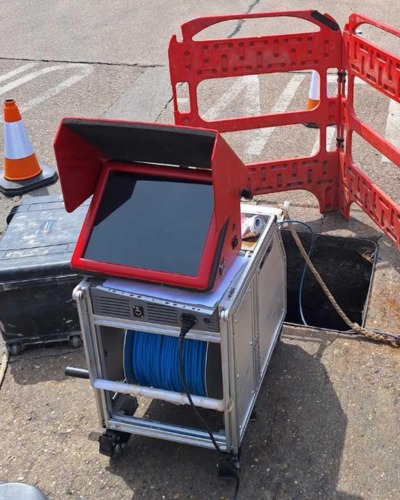 Screen of a CCTV survey in operation on a construction site