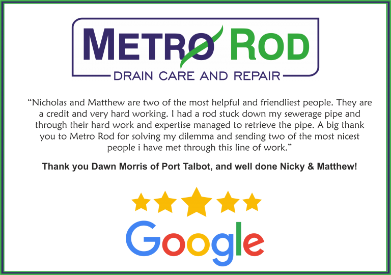 Swansea Metro Rod Blocked Drains 5 Star Review Google