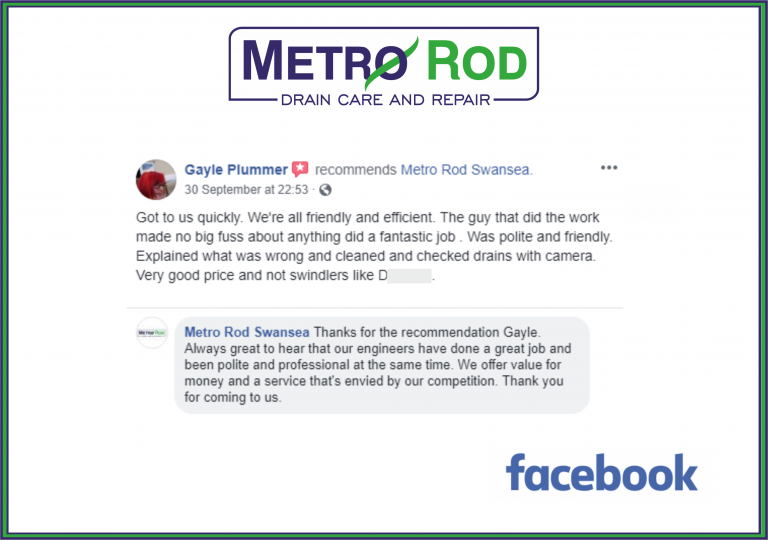 Five Stars Customer Swansea Metro Rod Swansea Blocked Drains Carmarthen Metro Rod