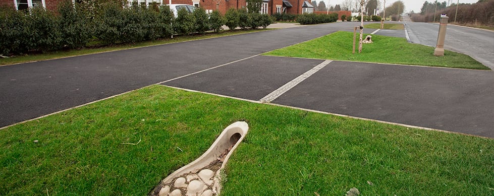 A great example of a SuDS on a new housing development!