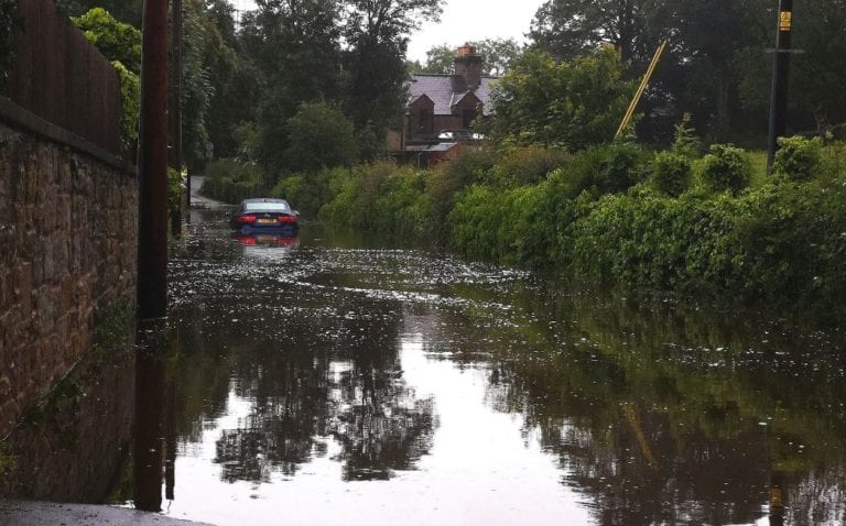 Another case of drains that just can't take the volume of rain! Lane in Connah's Quay
