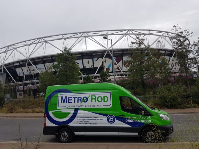 Metro rod van outside the London Stadium