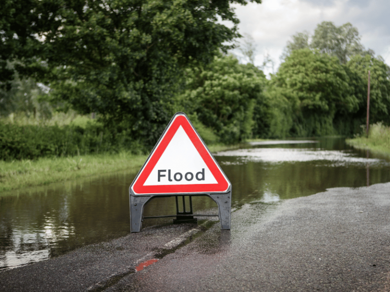 A sign to warn people of flooding